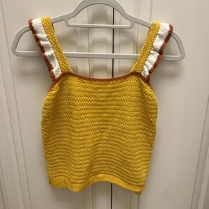 Madewell Mustard Yellow Sweater Knitted Crop Top Knitwear Sz S